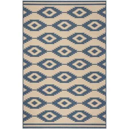 Safavieh 5 ft. 1 in. x 7 ft. 6 in. Rectangle Linden 100 Global Area Rug Blue & Creme LND171M-5
